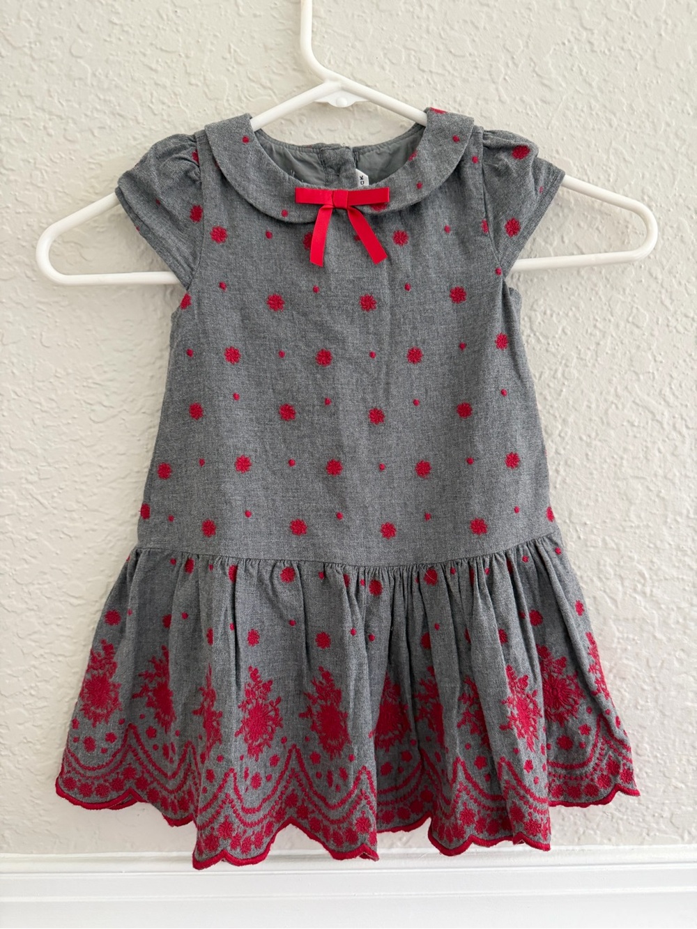 Janie and Jack Festive Floral Embroidered Dress – Size 2